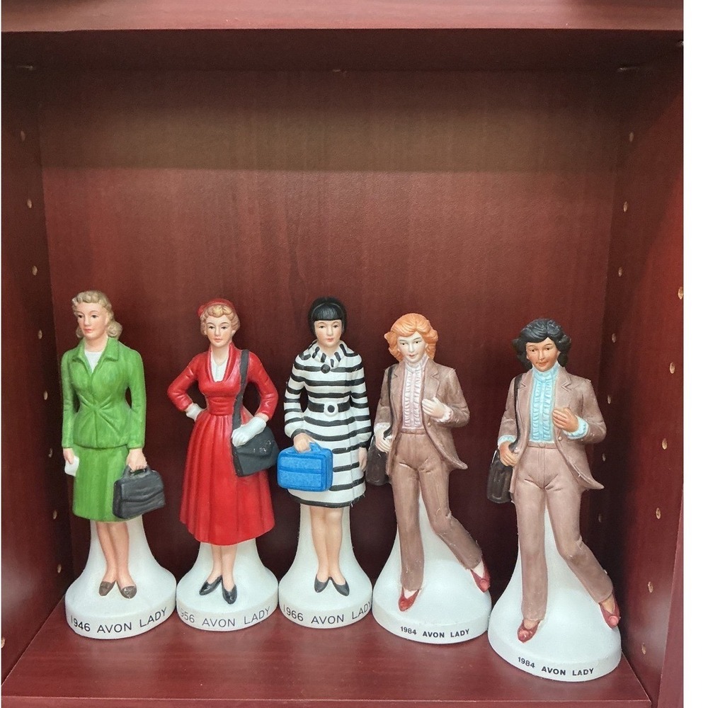 Set of 5 Vintage Avon Lady Figural Porcelain Bottles NAAC Limited Edition 46-84